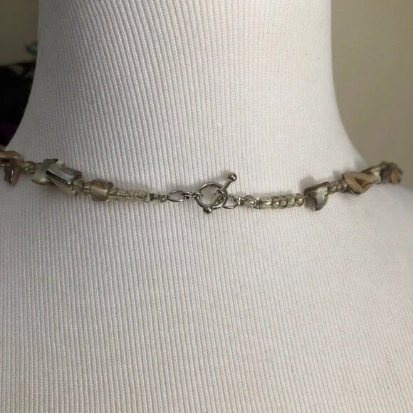MOP Metallic Chip Stone Beaded Toggle Necklace - Picture 4 of 8
